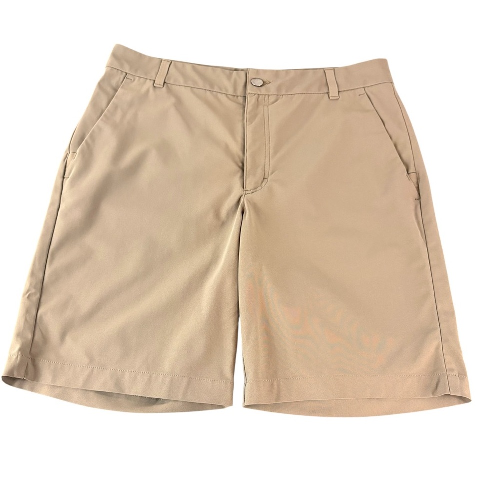 VRST Men's Shorts 34 Tan Flat Front Chino Golf Performance Activewear Casual 875